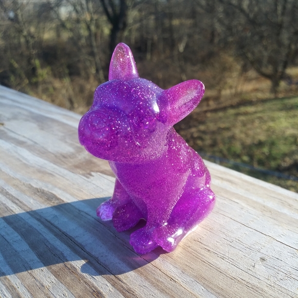 💜SOLD💜Frenchie Bulldog Epoxy Resin Art Purple - Picture 6 of 11